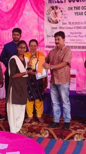 winner in MILLET COOKING COMPETITION ON THE OCCASION OF INTERNATIONAL YEAR OF COOKING -2023 Rajalaxmi Samantaray