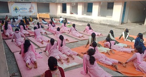 Celebration of yoga day at Women's College, Khurda on 21st June 2024