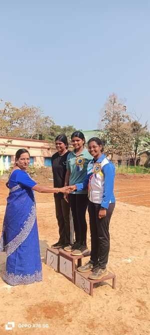 Winners being congratulated by Respected Saroja Ma’am.
