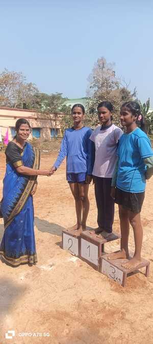 Winners being congratulated by Respected Sasmita Ma’am.